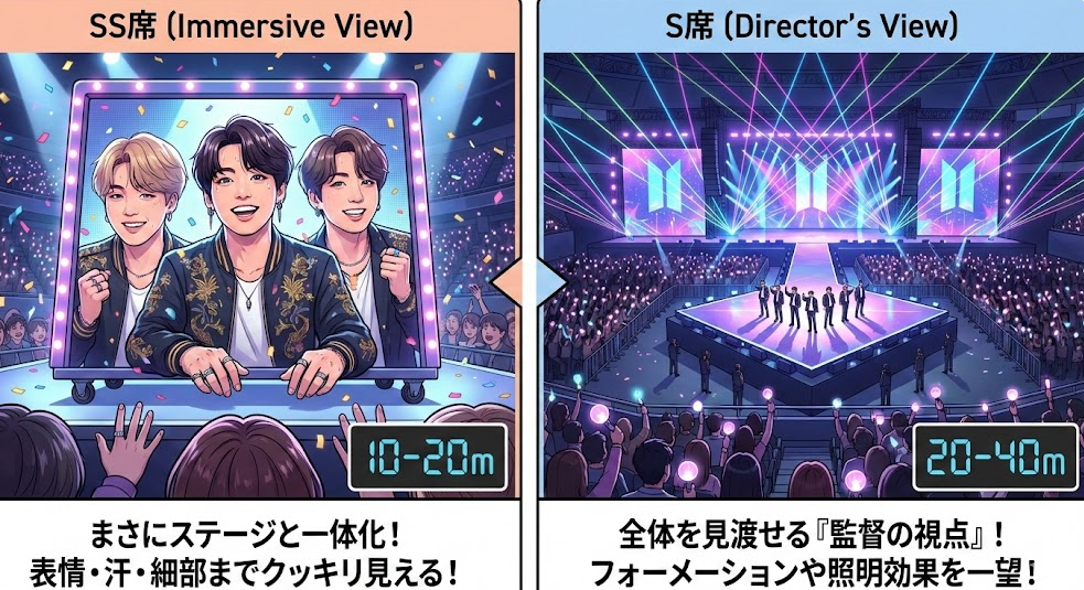BTS東京ドームのS席は当たりやすい？SS席との当選率を比較！見え方